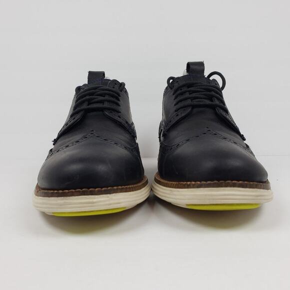 Cole Haan Grand OS Mens Size 8.5 Dk Navy Blue Leather Dress Wingtip Oxford Shoes main image 4